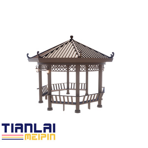 Hợp kim nhôm phong cách Trung Quốc gian hàng Retro Kết cấu bằng gỗ cách nhiệt sân cảnh quan <span class=keywords><strong>gazebo</strong></span> cho ban công thiên nhiên áp lực - Product Image 2