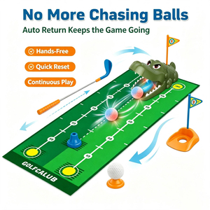 Ensemble de golf pour enfants avec retour automatique de balles en forme de crocodile, son et lumière, jeu de clubs de golf, jeu de sport intérieur/extérieur pour enfants - Product Image 4