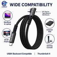 Câble USB4 Type-C vers Type-C LUNGKAY 40 Gbps 8K Ultra HD 240W/5A PD 3.1 Tressé Droit et 90° °   Support d'écran à angle droit pour MacBook