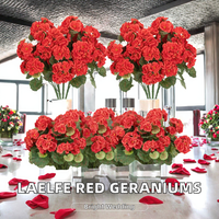 Buket Bunga Apel Malus Spectabilis Geranium Asiatic Peony Buatan yang Realistis untuk Dekorasi Pernikahan, Pesta, dan Rumah