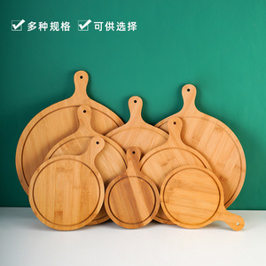 Plateau de service en bambou, assiette ronde en bois de 6 à 13 pouces pour pain, pizza, gâteau, vaisselle occidentale, plat de cuisine multi-usages - Product Image 4