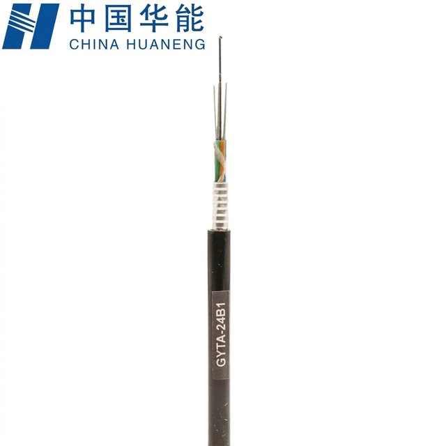 Huaneng Outdoor Fiber Optic Cable GYTA Model Double Single Mode G652D Steel Tape Armoured Stranded Loose Tube FTTH Use ISO9001