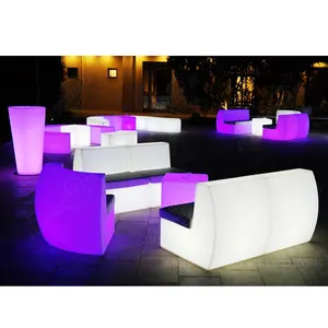 Stylish Classic French Style Lounge Furniture Outdoor Indoor Glow L Shaped French LED Glowing Table And Chair (Sf201)