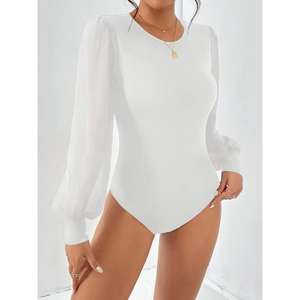 Body Latino con Maniche a Sbuffo, Economico, Maniche Lunghe, per Rumba e Samba, Personalizzabile con Strass, Nero, per Salsa, Jazz e Danza Moderna, Top per Donne - Product Image 2