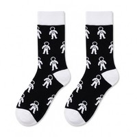 Chaussettes en coton peigné doux, motif galaxie, thème univers étoilé, design jacquard, respirantes, chaussettes mi-hautes pour adultes, 200N, haute qualité