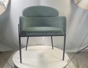 Fabbrica all'ingrosso sedia da pranzo moderna verde poltrona stabile imbottita sedie da pranzo con gambe in metallo nero - Product Image 2