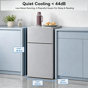 מקרר מיני 2.5 /2.6Cu.Ft, מקרר קומפקטי דו-אזור עם מקפיא, תאורה פנימית, רגליים יציבות, אידיאלי לחללים קטנים בבית - Product Image 2