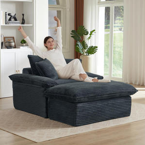 Canapé sectionnel modulable en velours côtelé 1 place, design chaise longue, luxueux et confortable, pour salon, bureau, ensemble de meubles de maison - Product Image 5