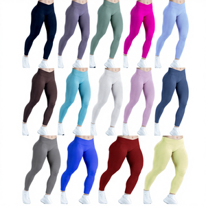 <b>Butt</b>-<b>lifting</b> Push Pilates Workout Yoga Cross-Front High Waist Breathable Spandex/Nylon Full-Length Sports <b>Leggings</b> for Women - Product Image 2