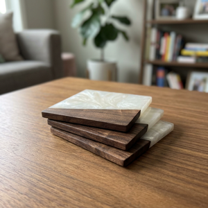 Posavasos Modernos de Madera y Resina, Rectangulares, Antideslizantes, para Decoración de Mesa, Hogar, Comedor, Ecológicos, Nuevo Diseño - Product Image 1