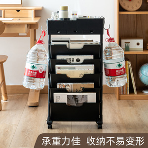 Office Organizer Storage Rack With Wheels Black Multi Layer Portable Bookshelf For Classroom Desk Use - Product Image 4