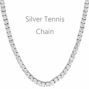 En stock, chaîne en argent sterling 925 plaquée or blanc avec diamants CZ de 4,0 mm, 7 à 24 pouces, bracelet, collier, chaîne tennis - Product Image 2
