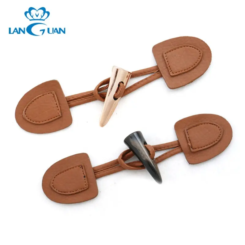 sewing fashion soft brown leather toggle buttons for coat