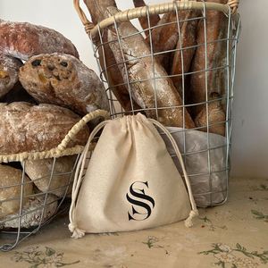 Customized Logo Printing Small Cotton <b>Drawstring</b> Bags Natural Color Jewelry Gift <b>Pouch</b> With Double Strings - Product Image 2