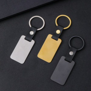 X926 Stainless Steel Hot Selling Blank Pu Leather Rectangle Keychain High Quality Customized Logo Metal <b>Key</b> <b>Chain</b> - Product Image 1