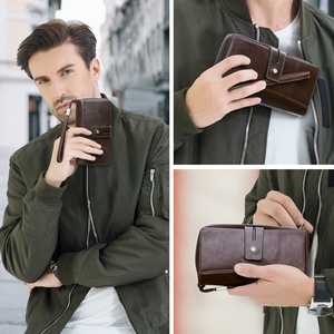 All'ingrosso del contatto del cavallo pazzo della 28-card-slot del cuoio genuino degli uomini della frizione del telefono cellulare del portafoglio del cellulare delle borse di cuoio degli uomini del portafoglio - Product Image 6