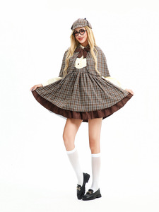 2026 Halloween Adult Kids British Academy Parent Child Cosplay Costume Student <strong>Detective</strong> Dress Role Play <strong>Outfit</strong> - Product Image 1