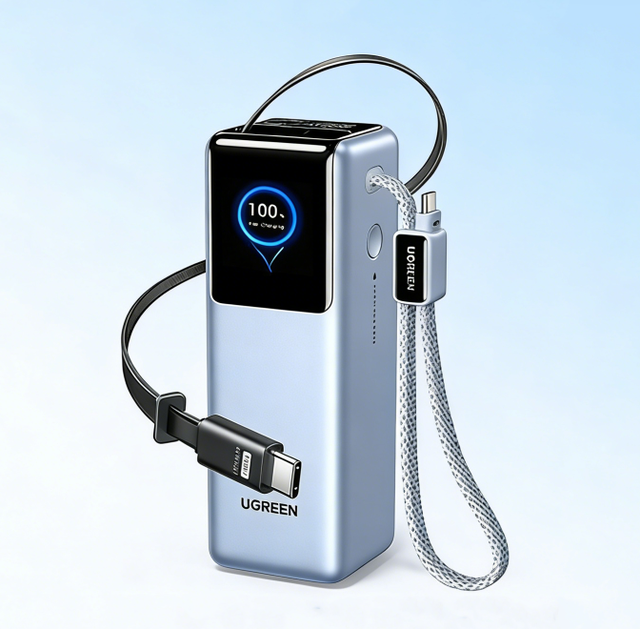 UGREEN 200W PB728 25000mAh Power Bank with Built-in Cable | 3C Certified for Airplane Use