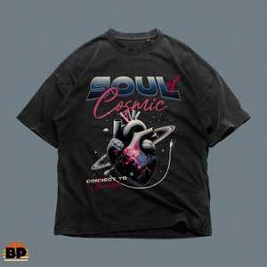 Maglietta Oversize Streetwear con Grafica 'Soul Of Cosmic Galaxy Heart' e 'Connect To Universe' - Product Image 1