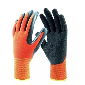 Guantes de trabajo de seguridad Industrial, protectores para construcción mecánica, revestimiento de látex negro