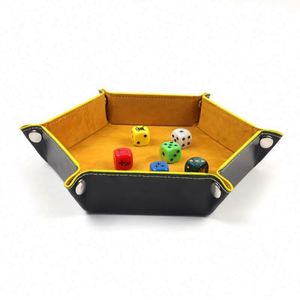 Bandeja de Dados Cuadrada Plegable de Cuero PU Personalizada con Patrón Geométrico para Juegos de Mesa RPG DND - Diseño Portátil y Duradero - Product Image 3