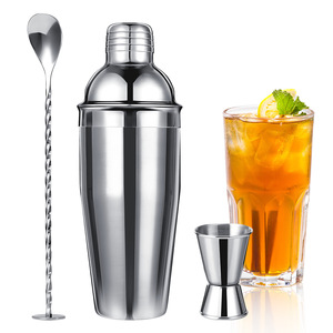 Shaker à cocktails avec passoire de barman, doseur jigger, cuillère de mélange de bar, ensemble professionnel de mélangeur de boissons - Product Image 1