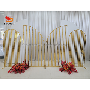 Decoración de Escenario para Bodas y Eventos LEDA, Venta Especial, Estilo Moderno, Fondo Desmontable de Acero Inoxidable Dorado - Product Image 4