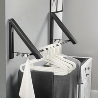 Séchoir mural OEM en aluminium pour balcon Porte-vêtements en métal pliable noir pour salle de bain pour un gain de place