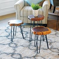 Großhandel Vintage einzigartige Form Naturholz stumpf rustikale Oberfläche Beistell tisch Holztisch