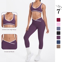 Pakaian Olahraga Fitness Bermerek Personal 2 Potong Set Yoga Seamless Spandex Nylon untuk Wanita