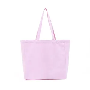 Hot Selling Good Quality Eco-friendly Reusable Multicolor Fashion Pretty Pink Shopping Bags Cotton Canvas Tote Bag