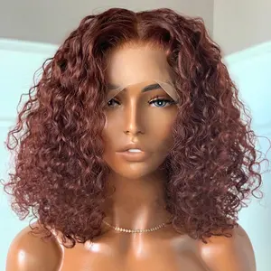 Peruca de cabelo humano frontal, cabelo humano pré selecionado com gengibre vermelho e ferrugem, 13x4