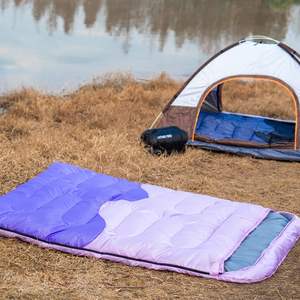 كيس نوم بغطاء رأس مغلف دافئ عرض مزدوج ثلاثة مواسم كيس نوم للزوجين مقاوم للماء مناسب للعائلة - Product Image 6