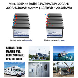 Batería Grande de 12V 300Ah 3.8kWh y Más de 6000 Ciclos para Vida Autónoma Solar y Acampada Fuera de la Red en Autocaravanas - Product Image 4