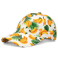 Groothandel Overall Print Tropisch Fruit Bananenpatroon Baseballpet Vrouwen Mode Ademende Boodschappenpet Mannen Sport Zonnehoeden