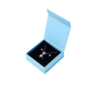 High Quality Custom Blue Cardboard <b>Paper</b> Rectangle Jewelry Box Simple Style Packaging Case - Product Image 3