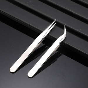 Pinzas de acero inoxidable al por mayor de fábrica, puntas rectas y curvas, antiestáticas, para reparación electrónica, limpieza de nidos de pájaros - Product Image 1
