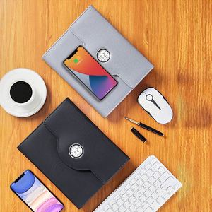 Nouveauté : Carnet en tissu A5 avec chargeur sans fil, lampe de bureau et horloge pour usage professionnel, personnalisable avec logo - Product Image 1