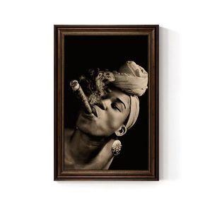 Estilo industrial Poster Charuto Bar Arte <span class=keywords><strong>Vintage</strong></span> Fumar Menina Canvas Impressões Moldura Personalizada Tamanhos - Product Image 4
