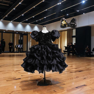 Robes de danse pour filles, vêtements pour enfants, OEM ODM, robes de <span class=keywords><strong>princesse</strong></span> en satin à manches bouffantes pour l'été, bandeau pour la tête, paillettes, pour spectacles de danse - Product Image 3