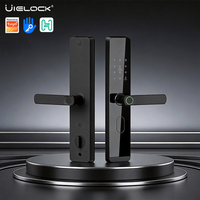Cerradura Inteligente Digital Tuya UIELOCK D1-3 con Desbloqueo Remoto, Semiautomática, Negra, Almacenamiento en la Nube WiFi para Puertas de Aluminio y Vidrio