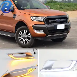 Hmd cho Ford Ranger 2015 2018 với ánh sáng màu vàng dẫn ánh sáng ban ngày chạy ánh sáng phía trước bội thu ánh sáng