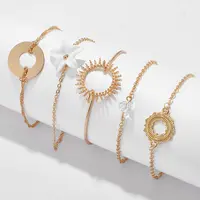 Atacado personalizado ouro banhado círculo flor pulseiras para meninas