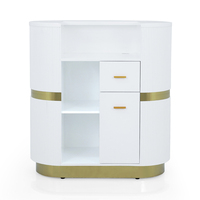Comptoir de réception de salon de beauté professionnel Kangmei, luxe, moderne, blanc, avec éclairage LED