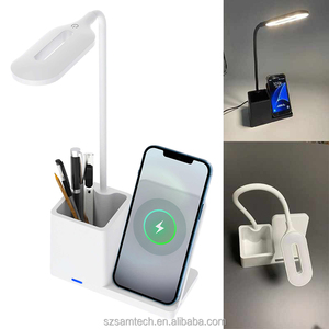 Multifunctional Wireless Charger Pen Holder with LED Desk <strong>Lamp</strong> Certified 15W Fast <strong>Charge</strong>, CE/FCC/RoHS (Black/White) - Product Image 4