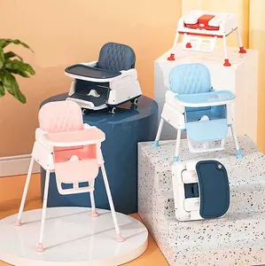 New Designed High Chair 4 Colors Kid Children Dining Chairs 2 Heights Adjustable Baby Waterproof Feed Chairs