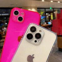 Étui de téléphone transparent en TPU fluorescent, résistant aux chocs et aux chutes, pour différents modèles, échantillon gratuit disponible
