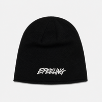 Gorro de invierno de punto sin dobladillo con logotipo personalizado bordado estilo urbano al por mayor, gorro sin ribete