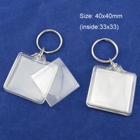 Porte-clés en acrylique transparent personnalisés en forme de rectangle, carré, cœur, ovale, fleur, pour photos DIY