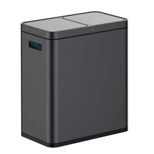 Trong Nhà Nhà Bếp Thép Không Gỉ 2 Ngăn Chất Thải Bin Màu Đen Đôi Kim Loại Tái Chế Thùng Rác Có Thể - Product Image 4